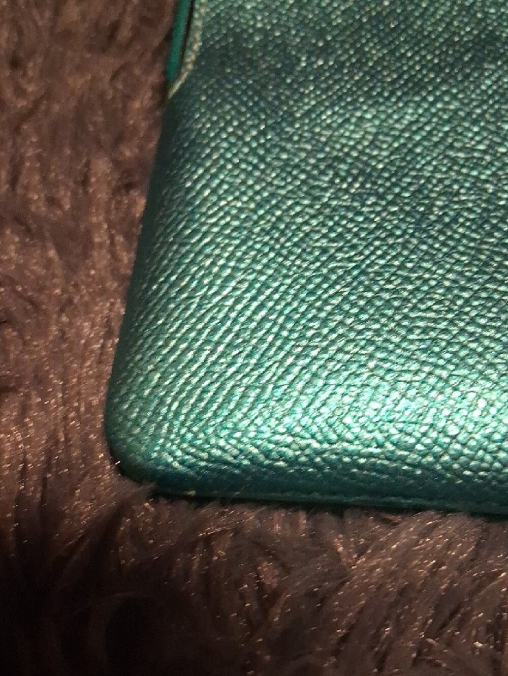 Coach Metallic Teal Wristlet Pouch with Strap - Picture 4 of 9